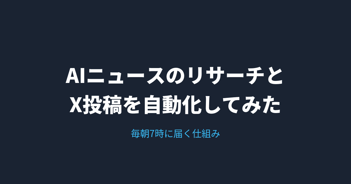 【Claude Code活用】AIニュースのリサーチとX投稿を自動化してみた