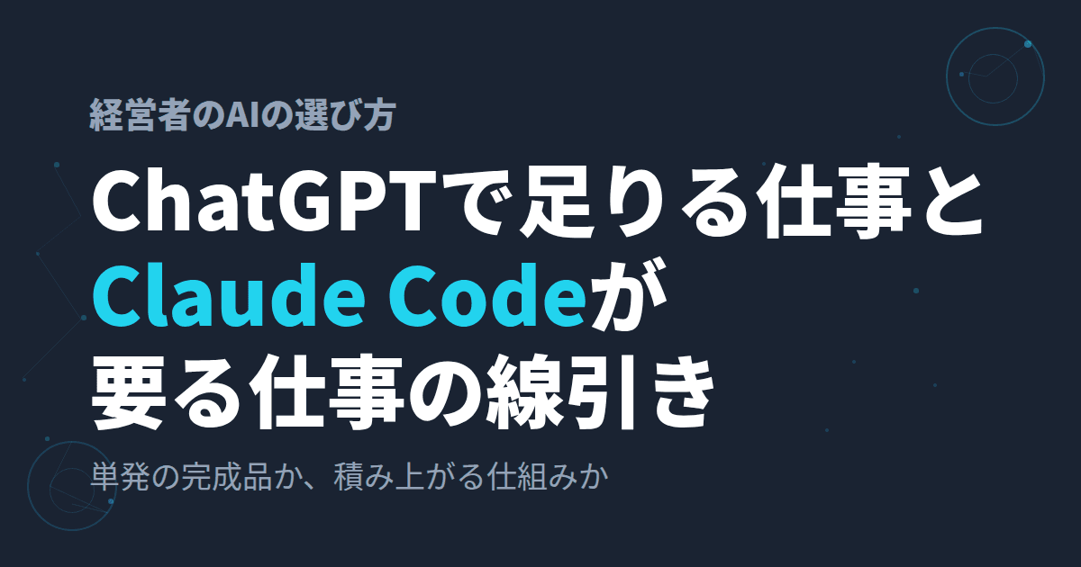 新機能、ChatGPT Workで資料まで仕上げる時代に、Claude Codeを使う理由