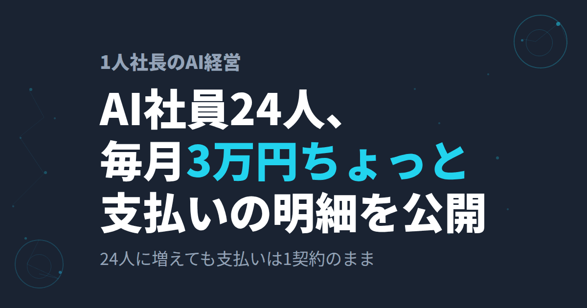 AI社員24人で回している弊社は、月にいくらAIコストを払っているのか