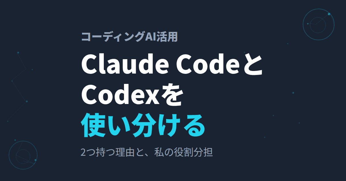 Claude CodeとCodex、2つのコーディングAIをどう使い分けているか