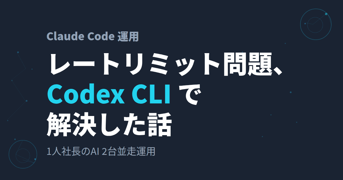 Claude Codeのレートリミット問題、Codex CLIで解決した話